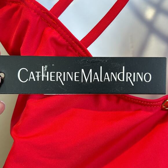 Catherine Malandrino One Piece Deep V w/ Strappy Back Swimsuit Women's Small NWT - Picture 9 of 10